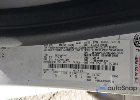 2011 Ford Fiesta Se from USA, damaged, VIN 3FADP4BJ9BM207096